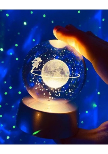 Satürn Kız Cam Küre Sevgiliye Eşe Sürpriz Hediye Renk Değiştiren Işıklı Satürn Cam Kız Küre