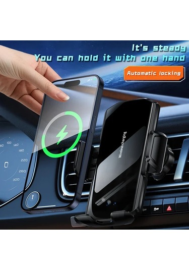 Kablosuz Araç Hava Firar Telefon Tutucu 15 W Hızlı Şarj 1