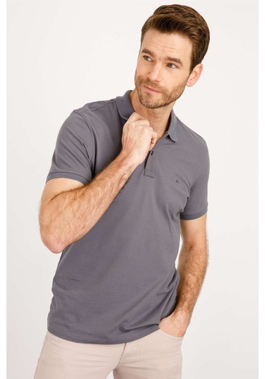 Igs Modernfit Dar Kalıp Erkek Polo Yaka Tişört Koyu Gri