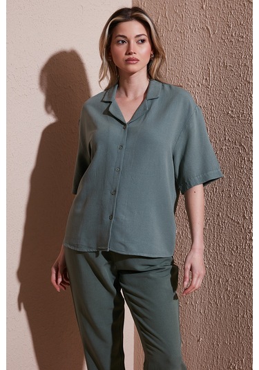 Fashion Friends Bayan Gömlek 25y0605k1 Haki Haki