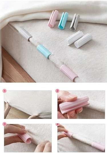 12 Adet Yorgan Kılıfı Ve Çarşaf Sabitleyici Kaydırmaz Nevresim Ör Çok Renkli