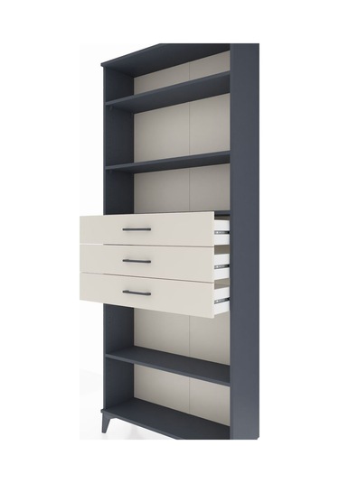 Arges Dolap 4 Raflı 3 Çekmeceli 88x30x221 Antrasit-aytaşı Antrasit