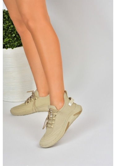 Fox Shoes Bej Triko Kumaş Kadın Spor Ayakkabı M702006204