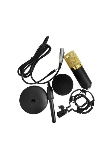 Profesyonel Bm-800 Kapasitif Mikrofon, Canlı Yayın Ve Kayıt İçin Altın Kaplama Diyafram, Yuvarlak Disk Desteği İle Siyah