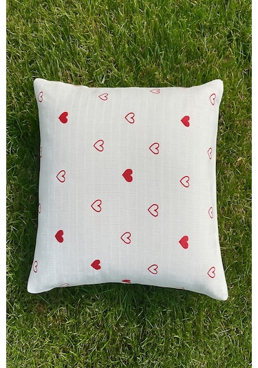 More Home Müslin Bebek Yastık Kılıfı Kapaklı 35x45 Kalp Desenli Çok Renkli