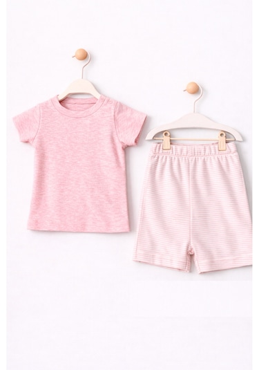 For My Baby Basic Bebek Şortlu Takım Pembe