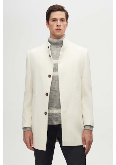Ds Damat Regular Fit Ekru Hakim Yaka Kaşe Kaban 5hf08ort10002 Ekru