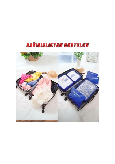 Valiz Seyahat Çanta Düzenleyici 6 Parça Bavul Düzenleyici Mavi Lacivert