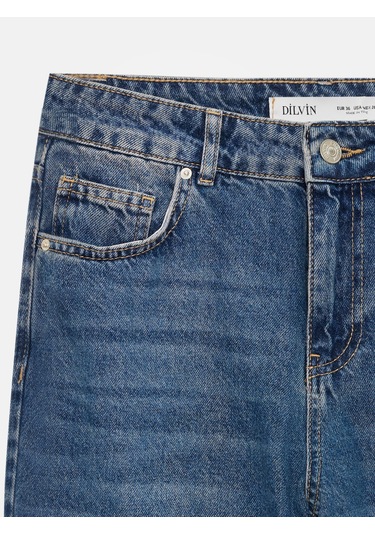 Dilvin 72287 %100 Pamuk Düşük Bel Jean-mavi Mavi