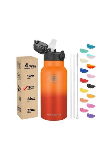 Çocuklar, Kızlar, Erkekler, Yalıtımlı Bardak 17 Oz Için Hasır Kapaklı Yalıtımlı Paslanmaz Çelik Yeniden Kullanılabilir Bardak İle Çocuk Su Şişesi Myg9ab Diğer