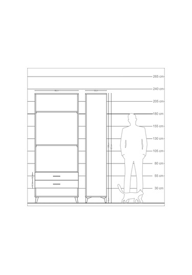 Arges Dolap 3 Raflı 2 Çekmeceli 88x30x221 Çam-aytaşı Çam