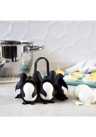 Ulzyvf Sevimli Penguen Şekilli Mutfak Yumurta Haşlama Ve Saklama Kabı - Abs Siyah Siyah