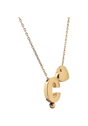 Altın Nesil - 14 Ayar Ç Harfli Kalpli Hayalet Zincir Altın Kolye