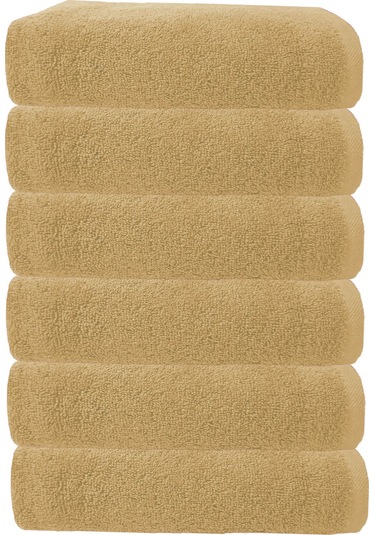 6 Lı Premium %100 Pamuklu Kuaför & Berber Saç Havlusu 50x90 Cm Bej