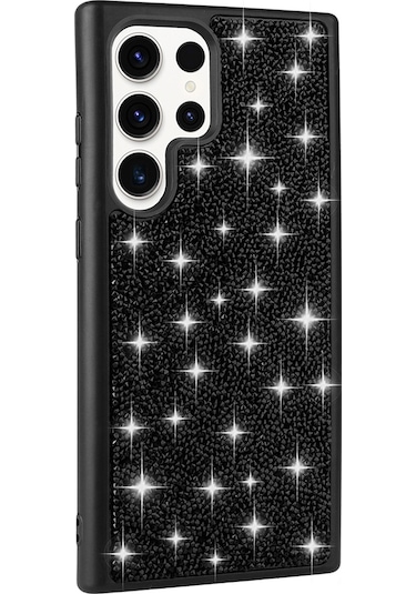 Ardemix Galaxy Uyumlu S22 Ultra Kılıf Parlak Taşlı Tasarım Ardx Pırlanta Kapak - Beyaz Beyaz