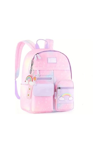 Honeybeeshop 1 Adet Moda Naylon Gradyan Omurga Koruma Sırt Çantası Pembe Küçük Pembe