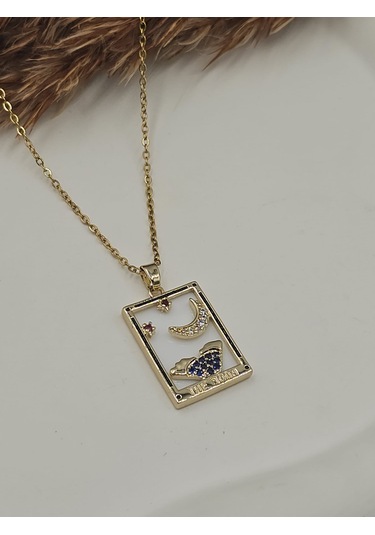 The Moon Tarot Kartı Çelik Kolye