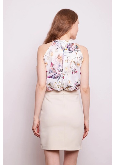 Yüksek Bel Anvelop Kruvaze Pamuklu Likralı Kumaş Kalem Ofis Etek-şampanya Şampanya