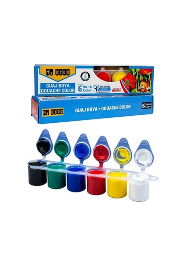 6 Renk Guaj Boya Mydido 35x50 Cm Telli Spralli Resim Defteri Palet Resim Fırçası 15 Yaprak Guajboya Resim Defteri Çok Renkli