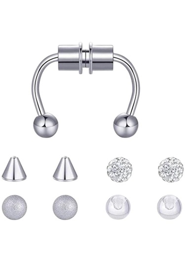 Suntek Kadınlar Için Manyetik Sahte Akrilik-gümüş-1,2x8x3mm Gümüş