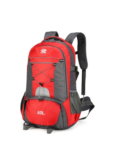 Jeehugo 60l Yüksek Yoğunluklu Nilon Dağcı Sırt Çantası - Su Geçirmez, Bölünmüş Depolama, Nefes Alıcı Arka Sistemi Ve Reflektör Çubuklarıyla Outdoor Maceralar İçin Kırmızı