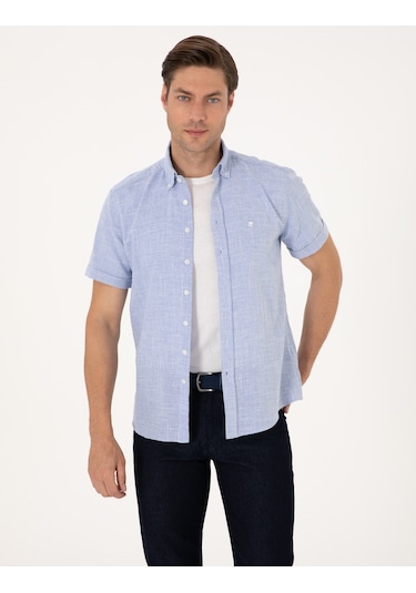 Pierre Cardin Erkek Mavi Gömlek Kısa Kollu 50307073-vr036 Mavi