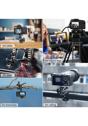 Reedark Çok Fonksiyonlu 360 Dönebilir Alüminyum Kelepçe 1/4 Ve 3/8 İnç Vida 1.5kg Yük Kapasiteli