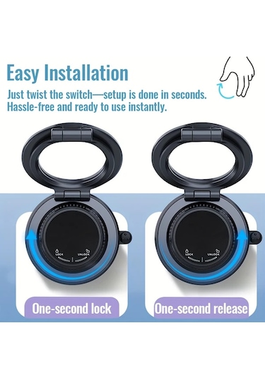 Gateesat Mor 360 Derece Dönen Manyetik Telefon Tutucu, Güçlü Mıknatıs Ve Vakus Emişi, Seyahat İçin Katlanabilir