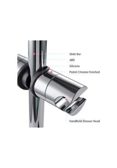 Vkemall Chrome Kaplı El Duşu Braketi - 18-25mm Borular İçin Yükseklik Ayarlı 360 Döner Tutucu - Kaydırma Çubuğu Skratç Korumalı Sabitleyici Gümüş