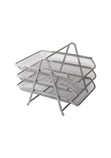 Kraf Perfore Evrak Rafı Metal 3 Katlı 460g Gri