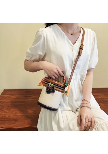 Fastbuy Bej Renk Bloklu Omuz Çapraz El Çantası Hightower Desenli Bej Bej