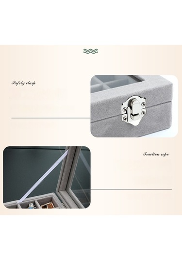 Yystore Takı Saklama Kutusu Kadife Şeffaf Pencere Ücretsiz Kombinasyon Bej