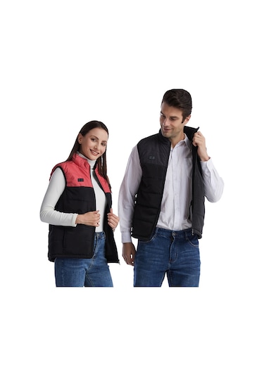 Isıtmalı Yelek Elektrikli Isıtma 3 Sabit Sıcaklık Sıcak Pamuklu Ceket 4 Bölge Isıtma Siyah