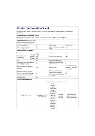 Hoover HOCG5T718EN1 442 L Wi-Fi Bağlantılı No Frost Buzdolabı