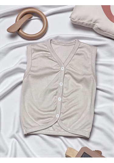 Baskılı Üçlü Yelek Bej