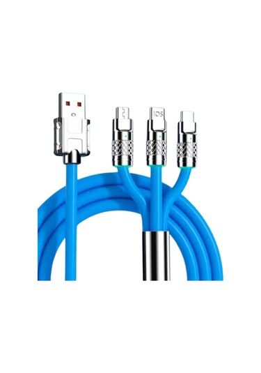 Buffer Kutulu 3 Şarj Aleti 1 Arada Çinko Alaşım Hızlı Şarj Kablosu Mavi 3 İn 1