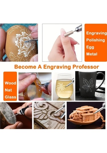 Xuweiwei Mavi 54 Parca Usb Sarj Edilebilir Tasinabilir Elektrikli Mikro Zımpara Kalemi 3 Hiz Ayari Taslama Parlatma Oyma Dıy El Sanatlari