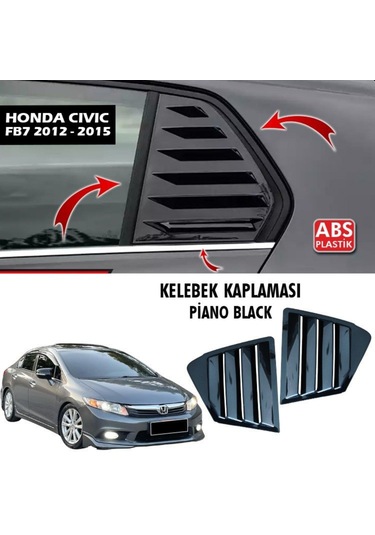 Honda Civic Fb7 Kelebek Cam Kaplaması Vizörü P.siyah 2012-2015