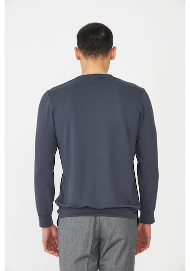 White Stone Antrasit Basic Bisiklet Yaka Erkek Sweatshirt Antrasit