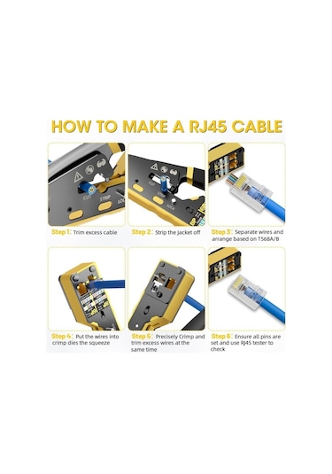 Primex Px-8070y Rj45/rj11 Cat6/cat7, Yeni Nesil Ez Rj45 Pense Cat6 Cat7, Yeni Nesil Pense Cat7 Bıçaklı