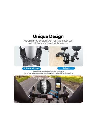 Ranyeek Alüminyum Çift Toplu 360 Döner Kancalı Tutucu - 2kg Yük, 11-65mm Mesafe, 1/4" & 3/8" Vida - Telefon, Spor Kamera, Monitör Uyumlu