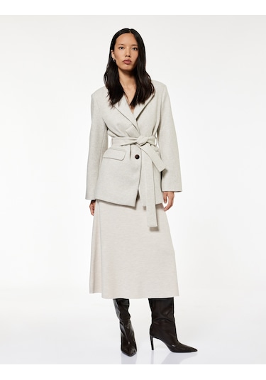 Koton Kuşak Detaylı Uzun Kollu Cepli Kaşe Kaban Vızon Melanj 6wak20193ew Vizon