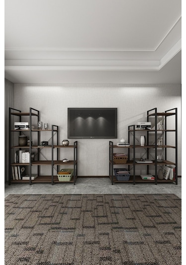 Wood House Fulya 2 Li Merdiven Kitaplık -ceviz