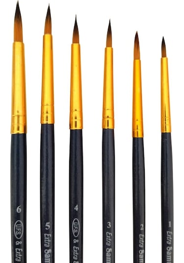 Samur 6'lı 123 Sentetik Akrilik Ve Sulu Boya Fırça Seti Tezhip Ve Minyatür