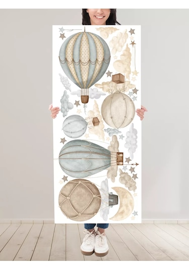 Baby Kingdom Room Duvar İçleri İçin Desenli Dekoratif Sticker'lar: Bulutlu Toplar 218267600 Bej