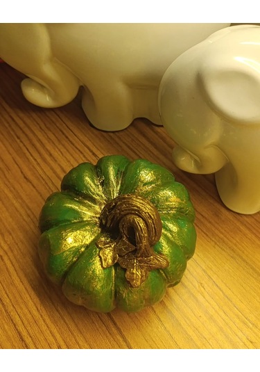 Büyük Boy El Boyaması Yeşil Kabak Biblo-dekoratif Ev Ürünü-rustik Hasat Kabak Figürü Yeşil