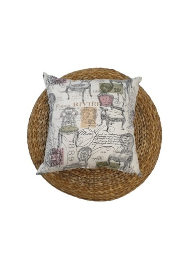 Finezza Country Baskılı Duck Kumaş Krem Kırlent 45*45 Cm - 782