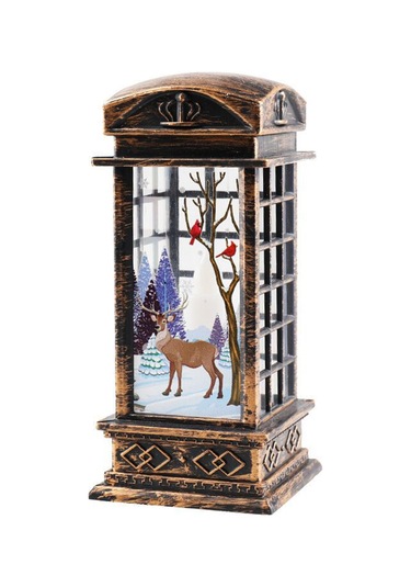 Kosona Noel Feneri Mum Işıklı Led Lamba Telefon Kabini Geyik Figürü Masaüstü Dekorasyon Kutu Paketli