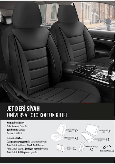 Dacia Logan Koltuk Kılıfı Jet Deri Siyah 1 Takım