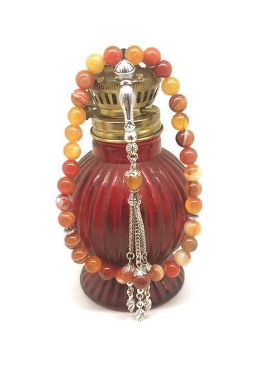 Kahverengi Hareli Doğaltaş Akik Tespih